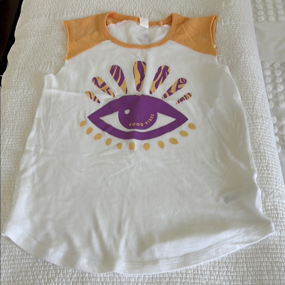 Kids' White and Orange Eye Graphic T-Shirt